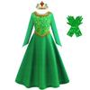 Fiona Dress Halloween Shrek Cosplay Fantasy Dress Up Green Princess Costume Children Elegant Gown Kids Long Sleeve Print Frocks