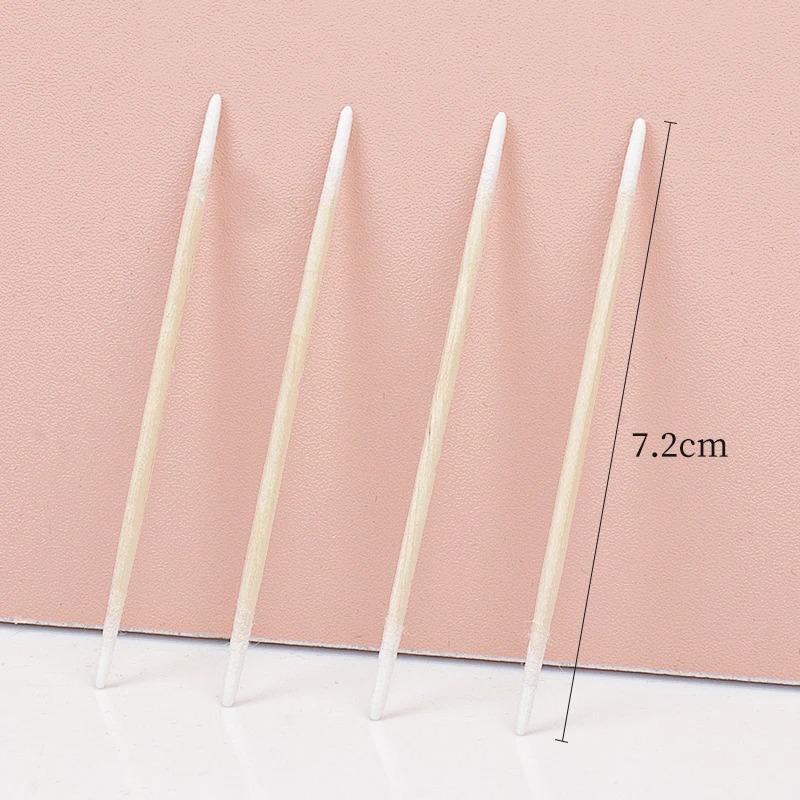 100/300PCS Disposable Ultra-small Double-end Wood Cotton Swab 100pcs Lint Free Micro Brushes Eyelash Extension Glue Removing
