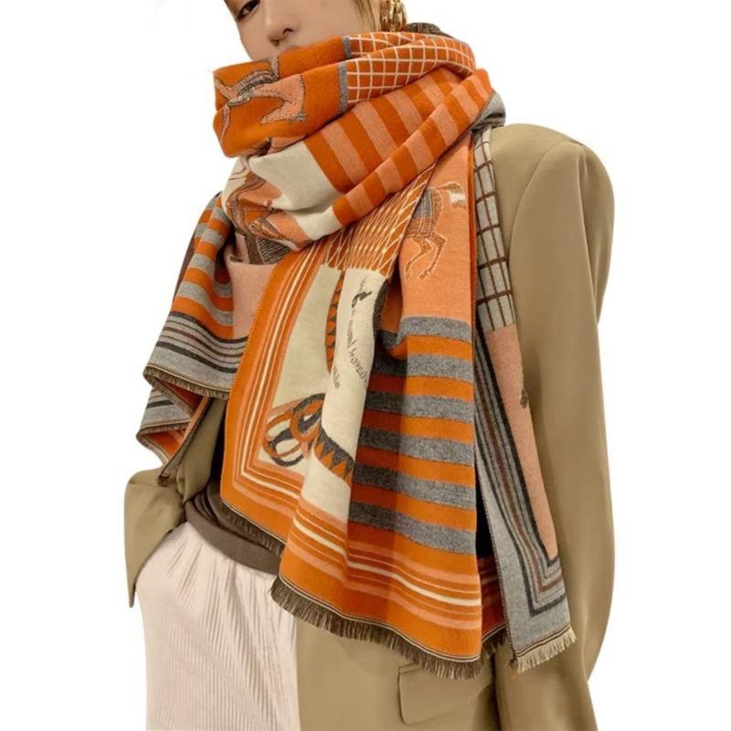 Autumn and Winter European and American Versatile Thickened Warm Scarf Imitation Cashmere Air Conditioning Shawl Light Luxury Style Scarf