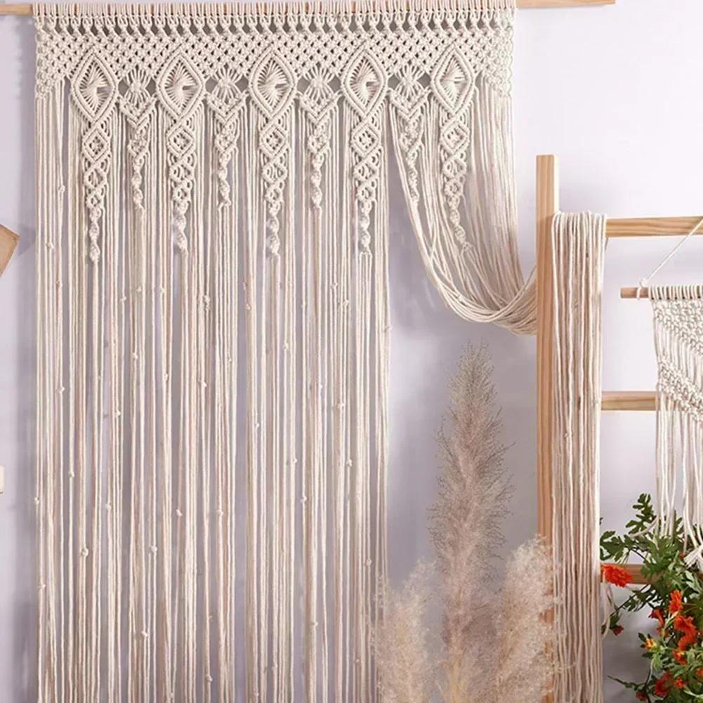 Handgeknüpfter Makramee-Türvorhang Böhmischer Wandbehang Teppich Für Zuhause Fenster Türrahmen Schlafzimmer Wohnzimmer Hochzeits-Hintergrund Dekoration