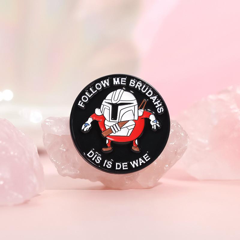 Adorable Cartoon Character Metal Badge Nostalgic Classic Game Geometric Round Brooch