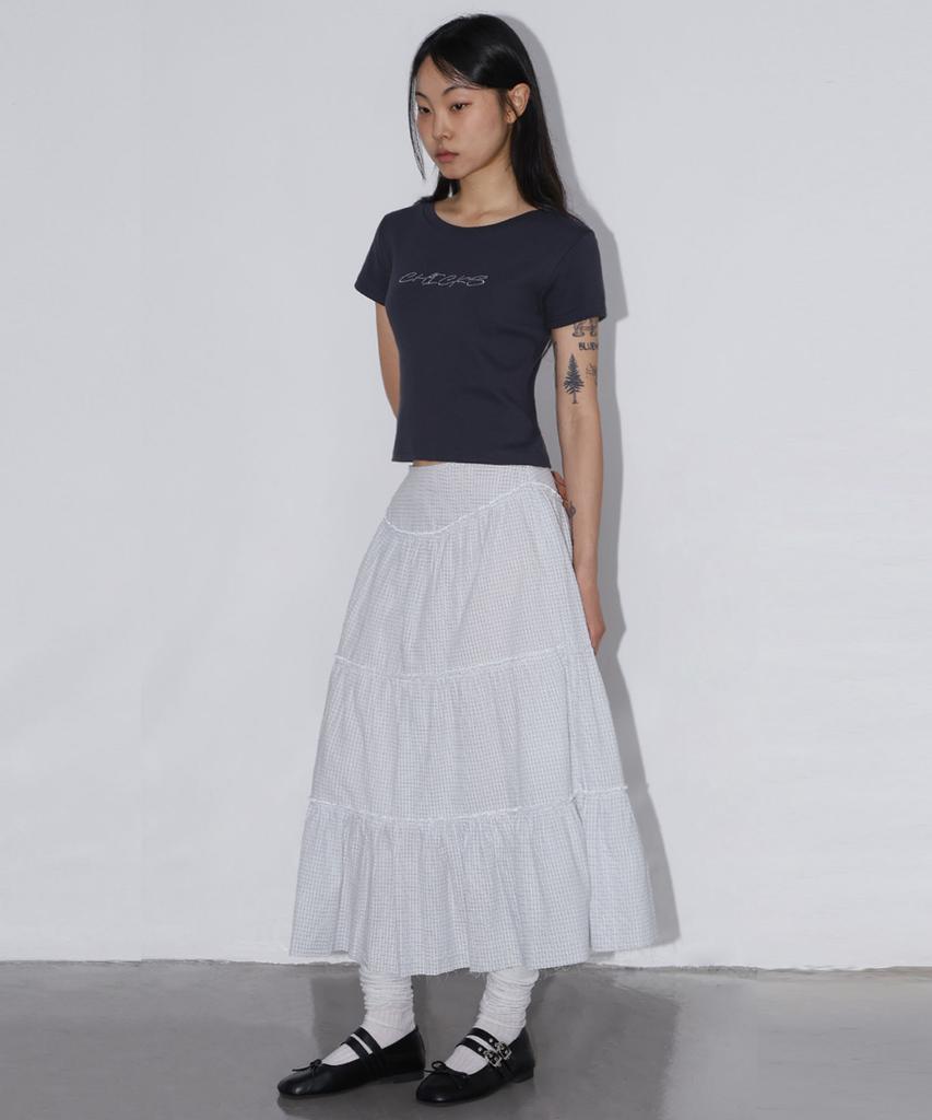 CHICKS Hotfix Logo Short Sleeve T-Shirt Charcoal