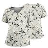 Women's Casual Printed V-Neck Pocket Side Slit Short Sleeved Top Short Sleeved Top