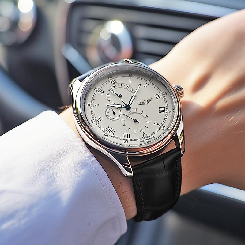 Casual Business Quartz Watch Leather Belt Men Wristwatch