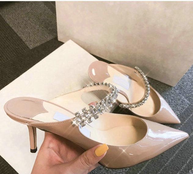 Fashion 2025 Summer New Baotou Half Slippers Women Fine With Pointy Head Rhinobarrhinos All Wear Network Red Tide High Heels