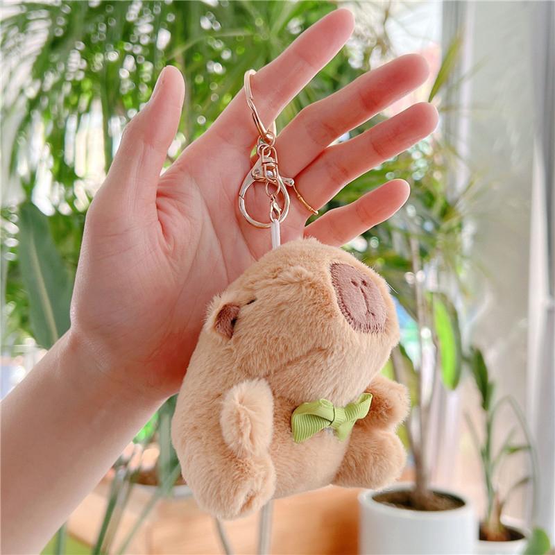 Cute Capybara Plush Keychain Backpack Pendant Toy Car Key Ring Decoration Accessories Kawaii Stuffed Doll Children Birthday Gift