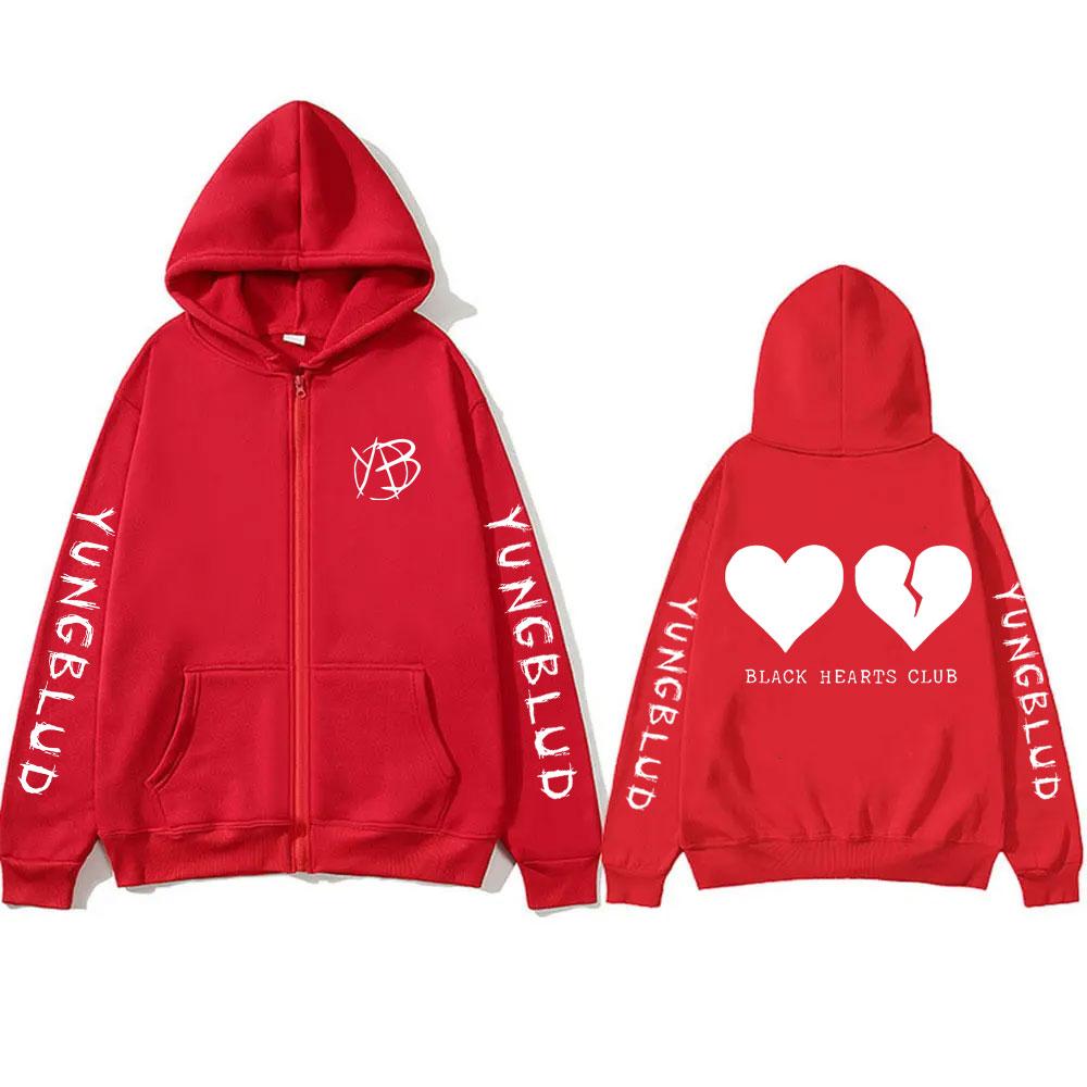 Singer Yungblud Black Hearts Club Zipper Hoodie Мужские флисовые хлопковые толстовки с капюшоном на молнии для мужчин и женщин Rock Vintage Oversize Jacket 2XL