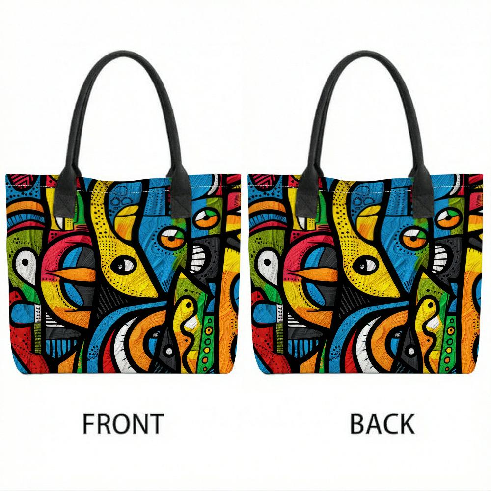 Colorful Graffiti Art Tote Bag Large Capacity Fashion Canvas Shoulder Bag for Daily Use
