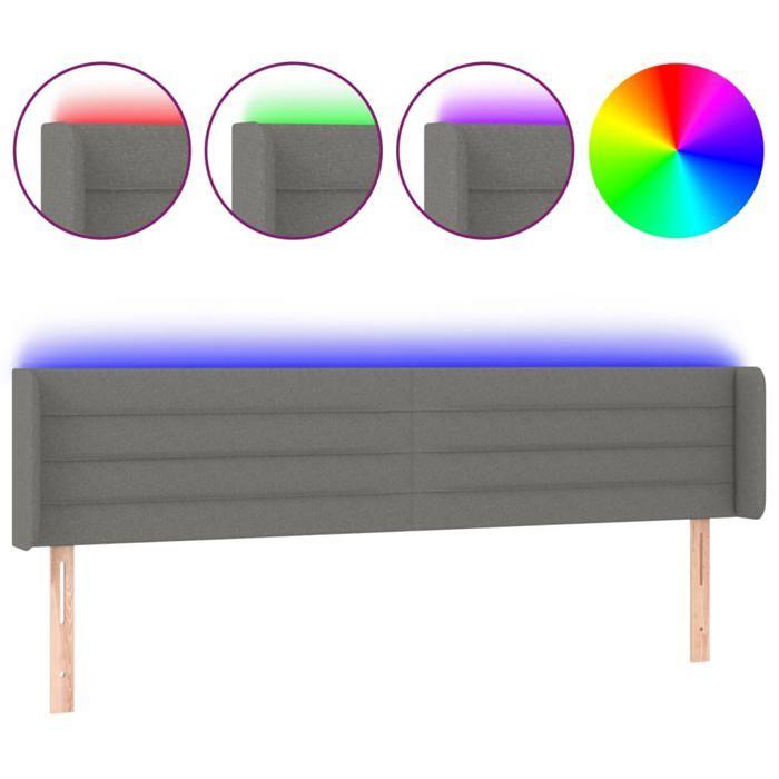 VidaXL Tête de Lit à LED Meuble de Chambre à Coucher Accessoire de Lit Double Tête de Cadre de Lit Intérieur Gris Foncé 3123383