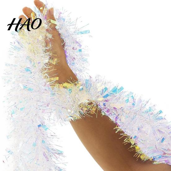 Rainbow Foil Tinsel Garland 78 Inch Christmas Garland, Iridescent Metallic Twist Shiny Reusable Party Backdrop Glitter Streamers for Tree Fireplace