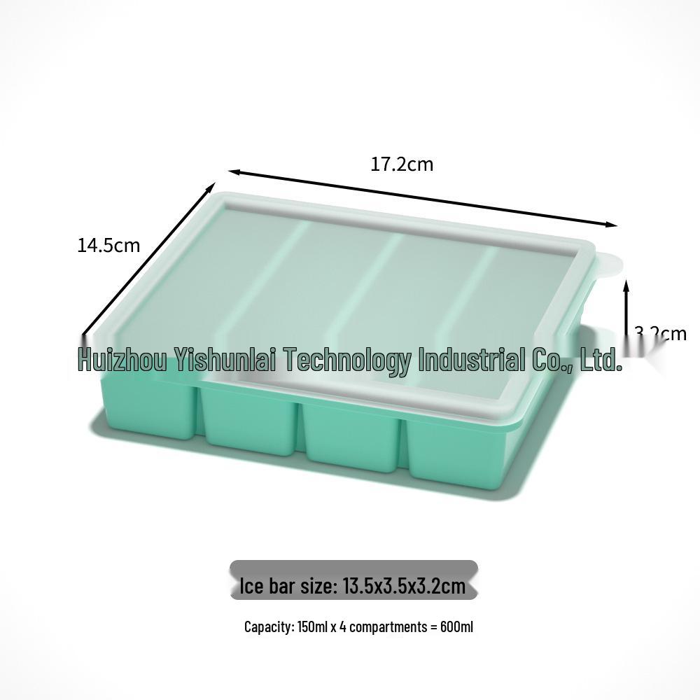 Silicone Ice Cube Tray with Lid: 4-Grid Frozen Soup & Food Storage Box