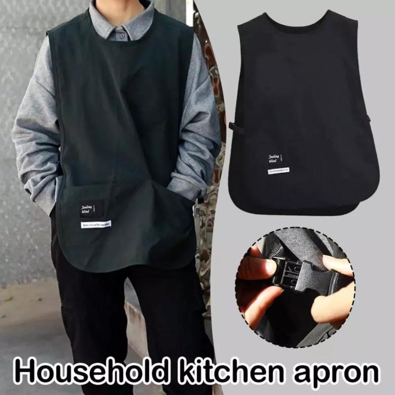 Waterproof Vest Apron Coffee Shop Cooking Aprons Oilproof Bbq Aprons With Big Pocket Kitchen Waiter Workwear Apron
