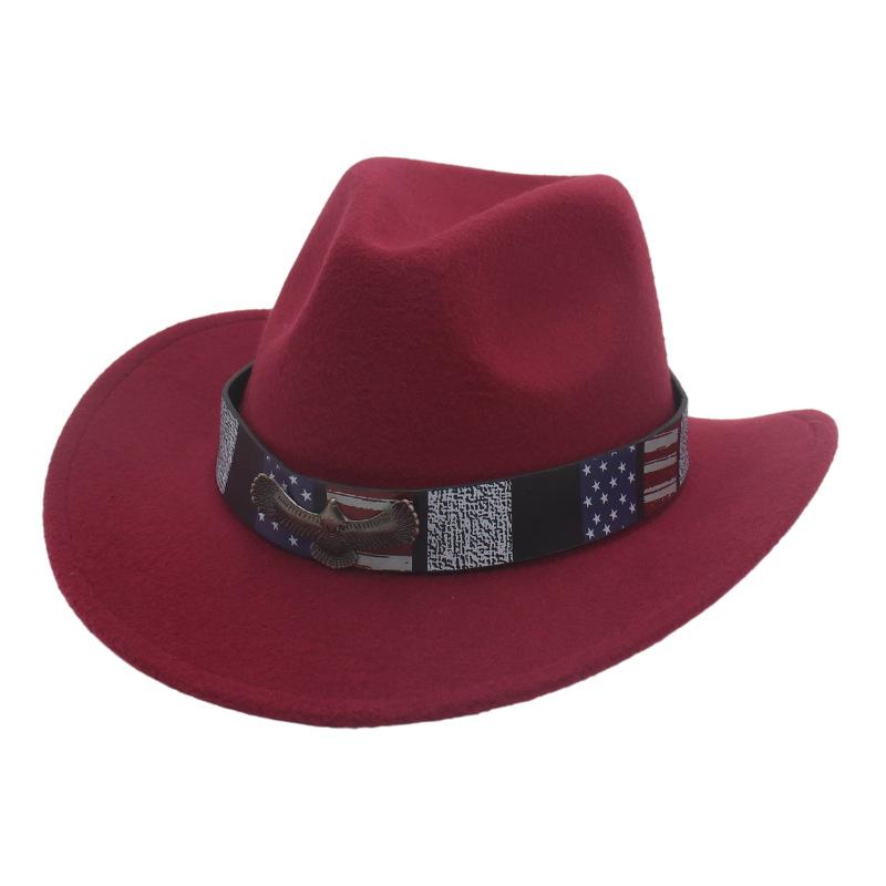 Star Stripe Accessories Top Hat Western Cowboy Hat Bull Head Accessories Felt Hat National Style Freedom Eagle Felt Hat