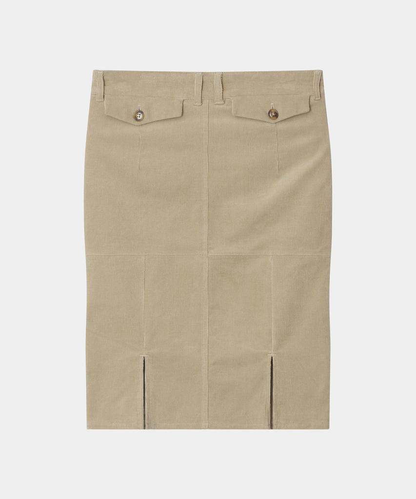 Woldeudillema Slit Corduroy Pencil Skirts (Beige)