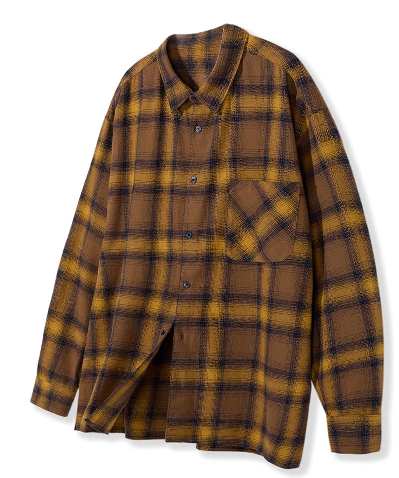 Nod You Nsc Ombre Oversized Tartan Check Long Sleeve Shirt [Yellow] M