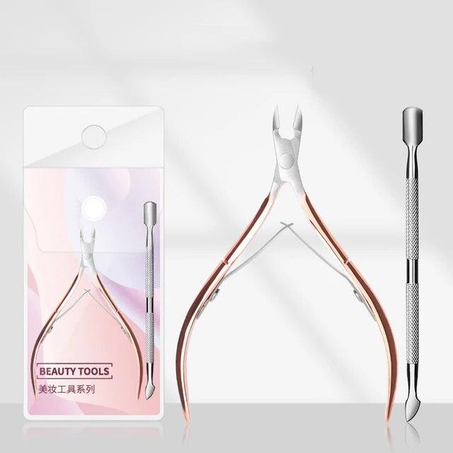 2/3/4Pcs Nail art Silber Häutchen Zange Schere Edelstahl Maniküre Zubehör Nagel Werkzeuge Set Abgestorbene haut Drücker Entferner