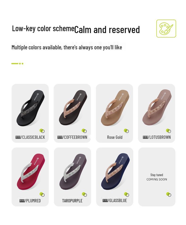 Dámské letní klínkové sandály s kamínky - Protiskluzové, Zvyšující výšku, Neformální plážové oblečení