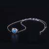 KELITCH Fashion Women's Choker Necklace Synthetic Opal Oval Pendant (16-18 inch) Chain (Blue)