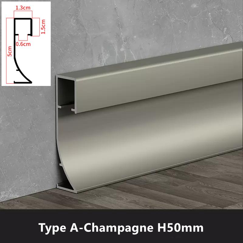 1m H50/80mm LED Baseboard Aluminium Profile Suface Mounted Hard Bar Light Channel Metal Wall Skirting Linear Lamp Milky Cover