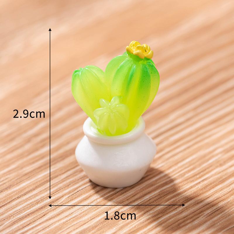 Cartoon Cute Mini Succulent Potted Plant Miniature Figurine Kawaii Desktop Small Ornament Creative Diy Home Decoration Gifts