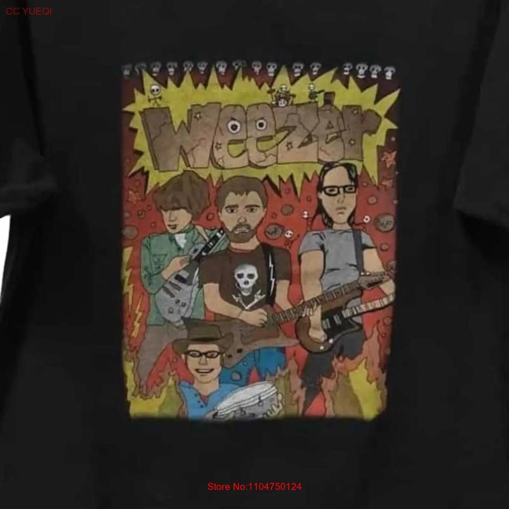 Weezer T-shirt ROCK BAND nera Manica corta Tutte le taglie 3F442 vintage Lavata Alla moda Elastica Unisex grafica Casual