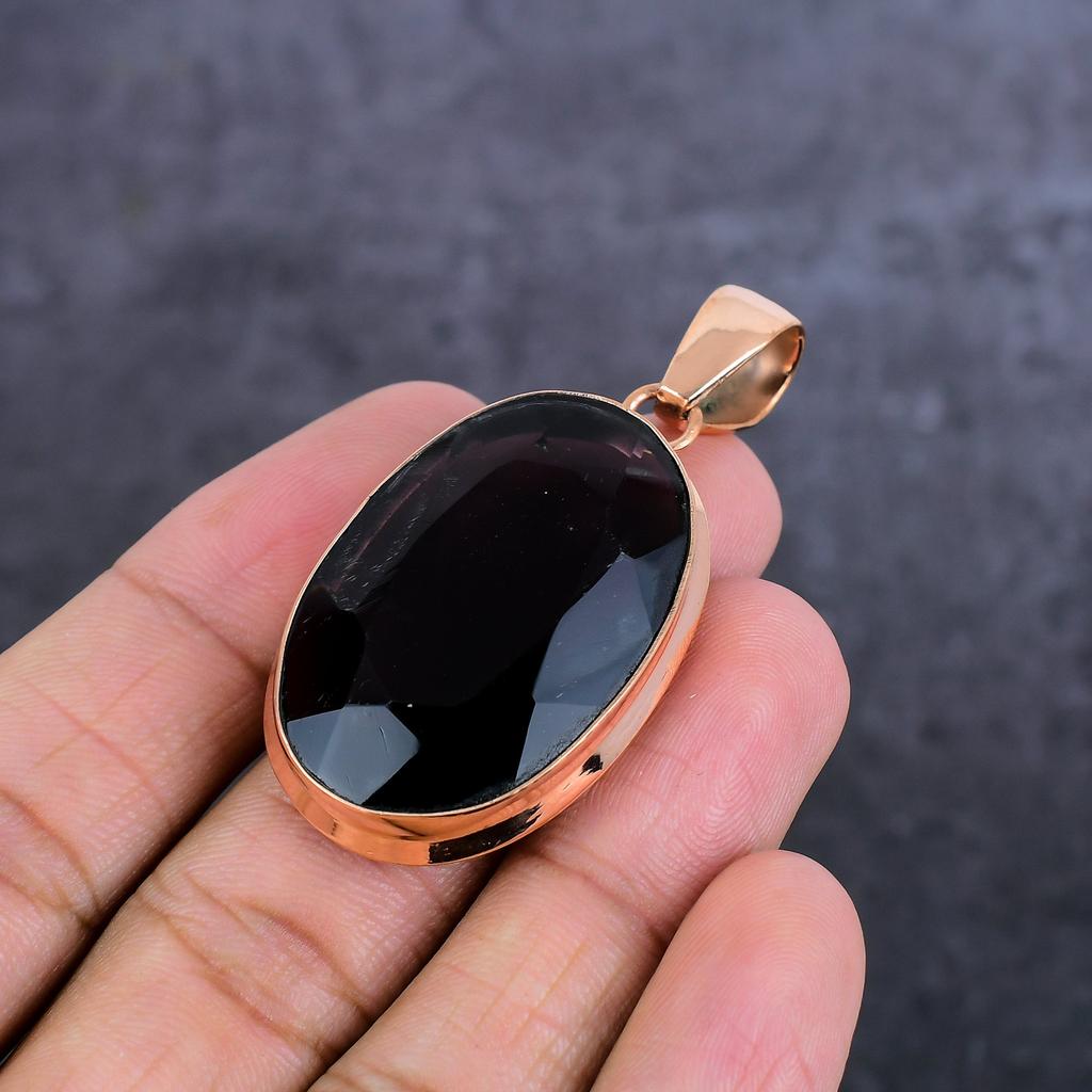 Amethyst Gemstone Handmade Copper Jewelry Pendant 2.17" k0l21
