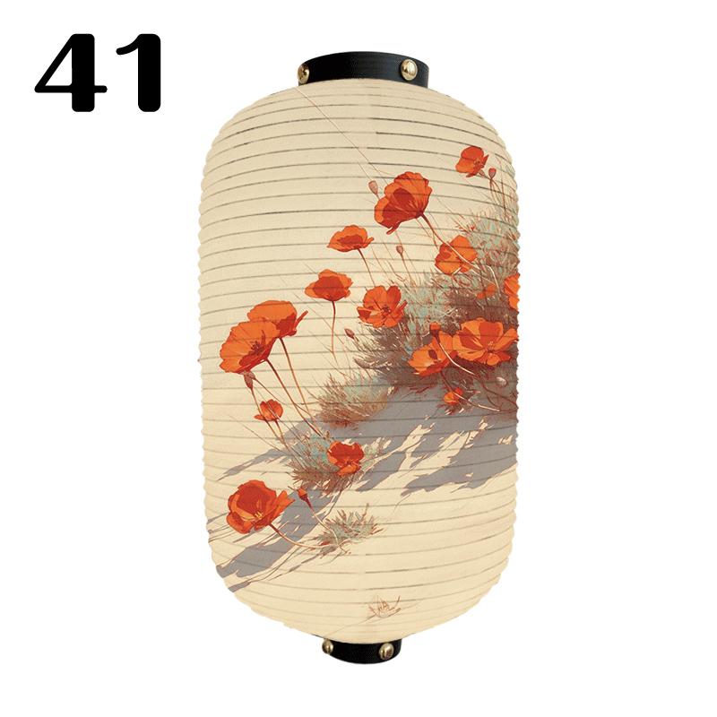 Flower Scenery Japanese Lantern Waterproof Traditional Chinese Printing Hanging Lantern for Sashimi Sushi Restaurant Decoration 20x35cm