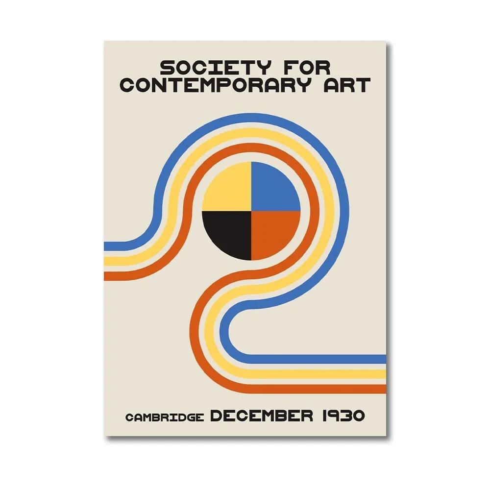 Bauhaus Contemporary Canvas Painting Abstract Geometric Line Pictures Wall Art Decorative Posters Prints for Living Room Home