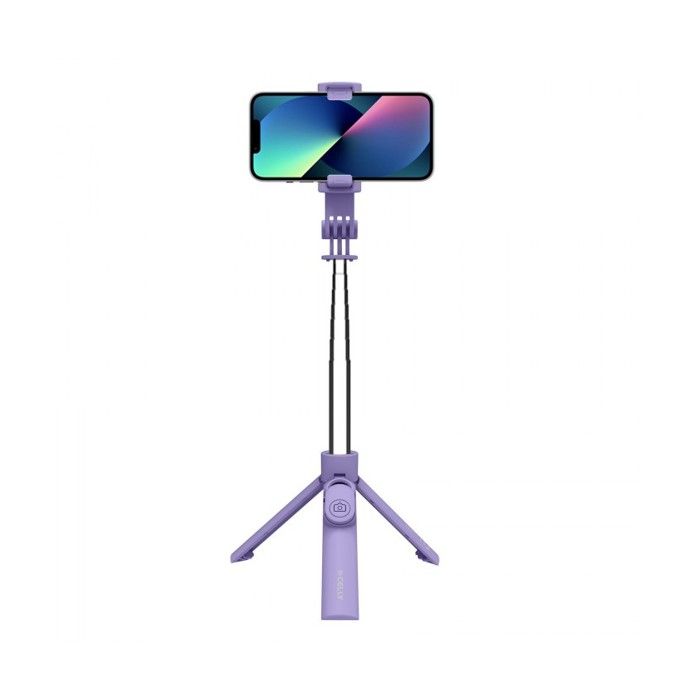 Selfie Stick Tripod - Celly - Clicksfstickvl - Purple - Remote Control Included - Compatible Smartphones