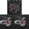 Fashion Gothic Jewelry With Red Quartz Crystal Tree Branch Pendant For Men Women