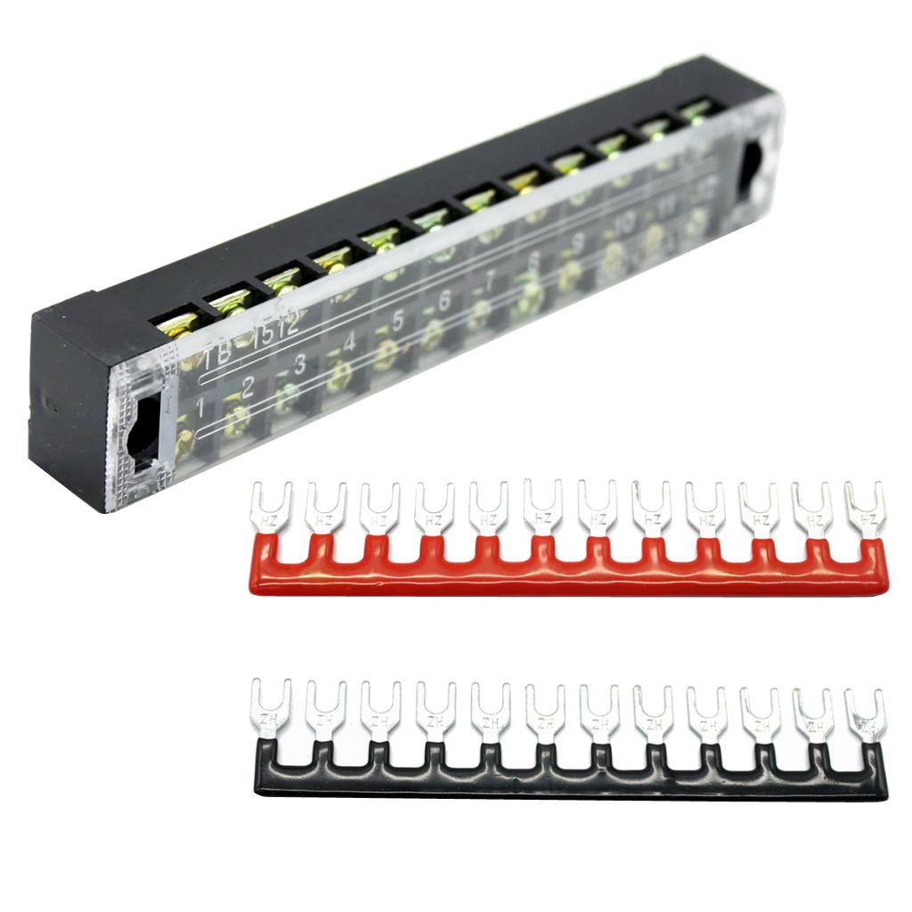 Double Row Screw Terminal Strip, 5pcs 12 Positions 600V 15A Screw Terminal Block Pre Insulated Terminal Barrier Strip