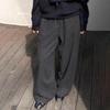 Korean Style High-Waisted Plaid Wool Wide-Leg Pants for Women - Autumn/Winter Trend