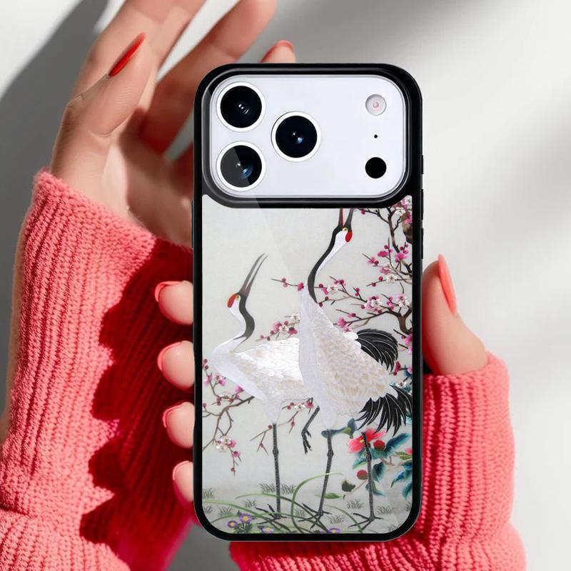 Red-crowned Crane Bird soft Phone Case for iPhone 17 Air 16e 15 14 13 Pro Max Back Cover for 12 11 Pro Coque
