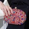 Circular Design Women Evening Bags Rhinestones Party Wedding Bridal Clutch Bag Diamonds Metal Peacock Animal Small Handbags