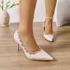 Fashion Stiletto Single Shoes Women's Pointed Toe Shallow Rivet Cover Foot Anti-Slip Wear-Resistant High Heels