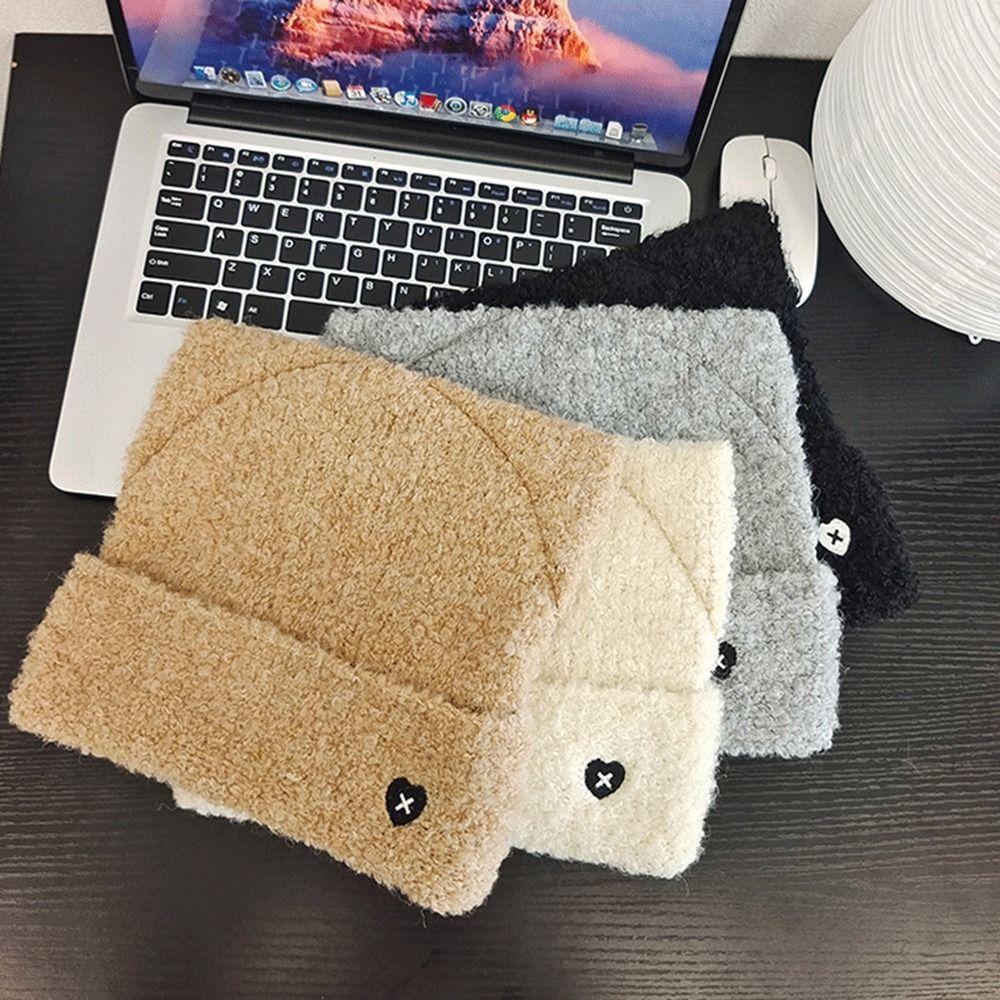 Embroidery Knitted Cap Bear Ears Winter Knitted Hat Personality Cat Ears Hat  Warm