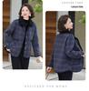 Women's 50+ Plaid Plus Velvet Warm Coat - Lightweight Autumn/Winter Cotton Jacket