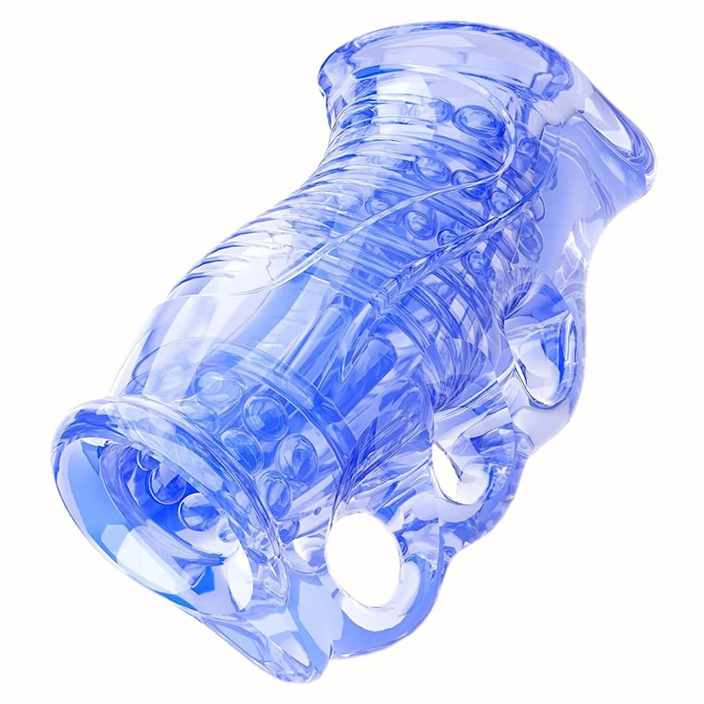 Orirya Reusable and Washable Penetrating Adult Toy for Soft TPE Masturbator with 3 Finger Blue Masturbator, Type, Men, Holes,