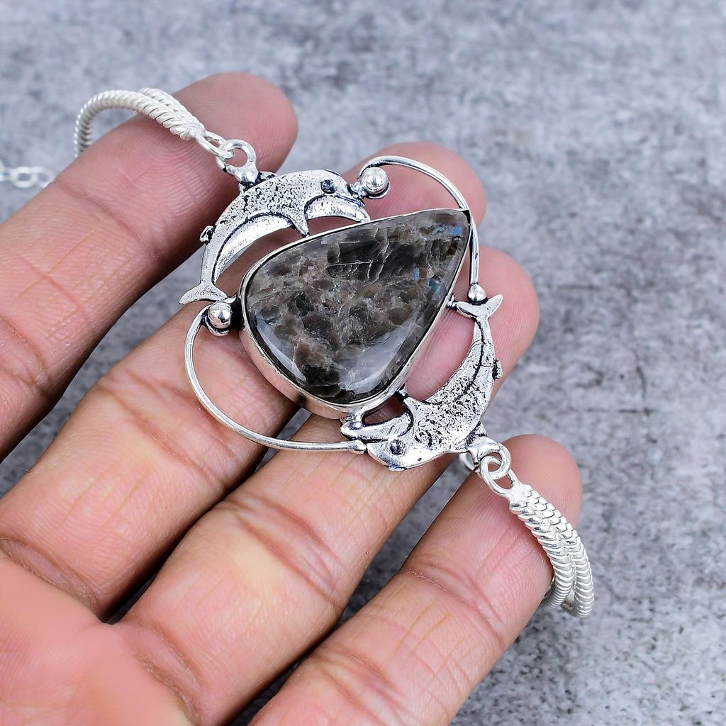 Sunstone In Lolite Gemstone Handmade 925 Sterling Silver Bracelet 7-8" M-2735