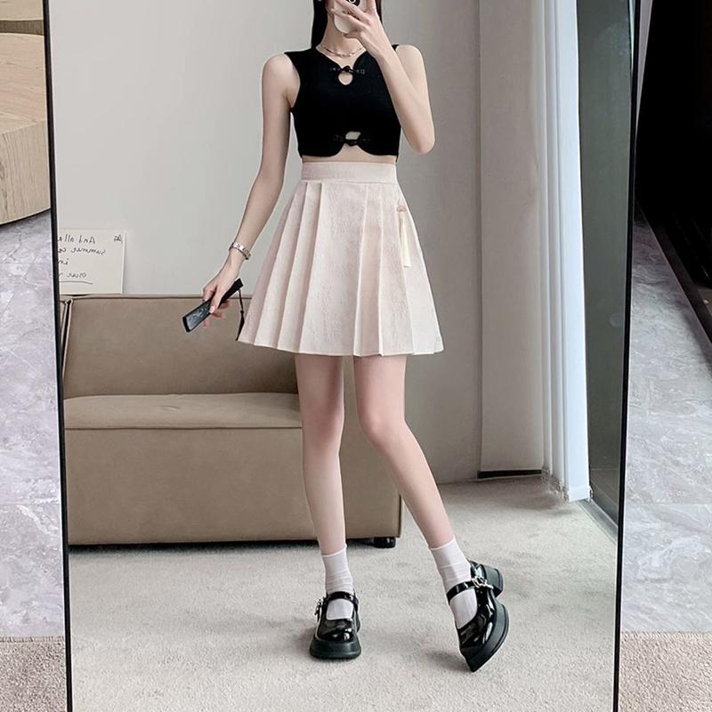 Spring And Summer National Wind New Plus Size Skirt Chinese Pleated Skirt With Elastic Waist High Waist Jacquard Fashion Slim Skirt