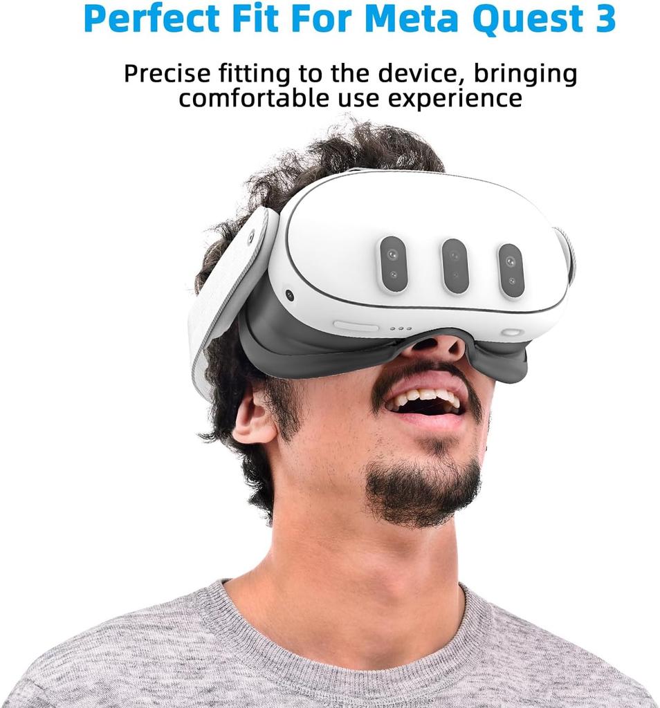 Pohodlná, měkká, odolná proti potu, Vyměnitelná maska ​​na oči Silikonová krycí podložka pro Meta Quest 3 VR Příslušenství Dárek 3