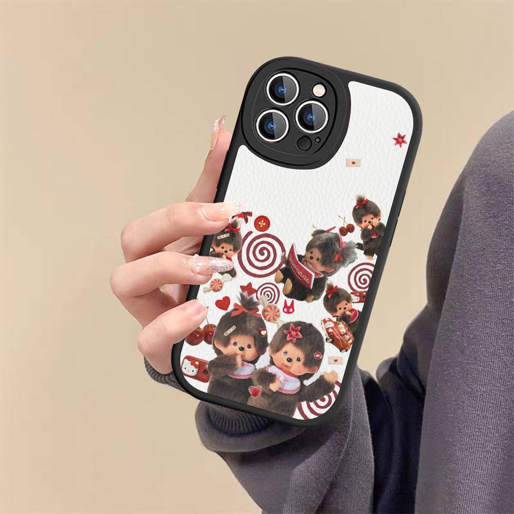 Cute M-monchhichis-s Phone Case For IPhone 16 15 14 11 12 13 Pro Max Plus Back Leather Shell
