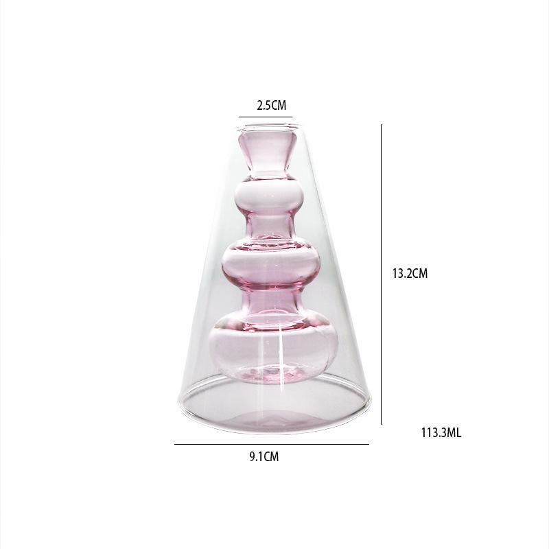 European Glass Rattan Aroma Vase - Double Layer, Colored Glass, Flameless Hydroponic for Living Room
