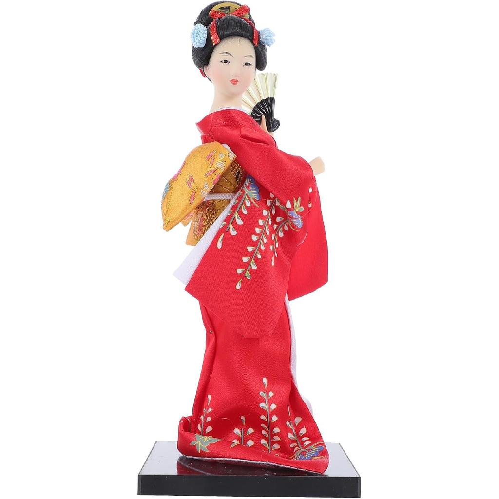 FAVOMOTO Japanese Doll Ornament: Handmade Geisha Figurine with Silk Kimono - Geisha Doll Collectible Japanese Cultural for Women & Home Aesthetics