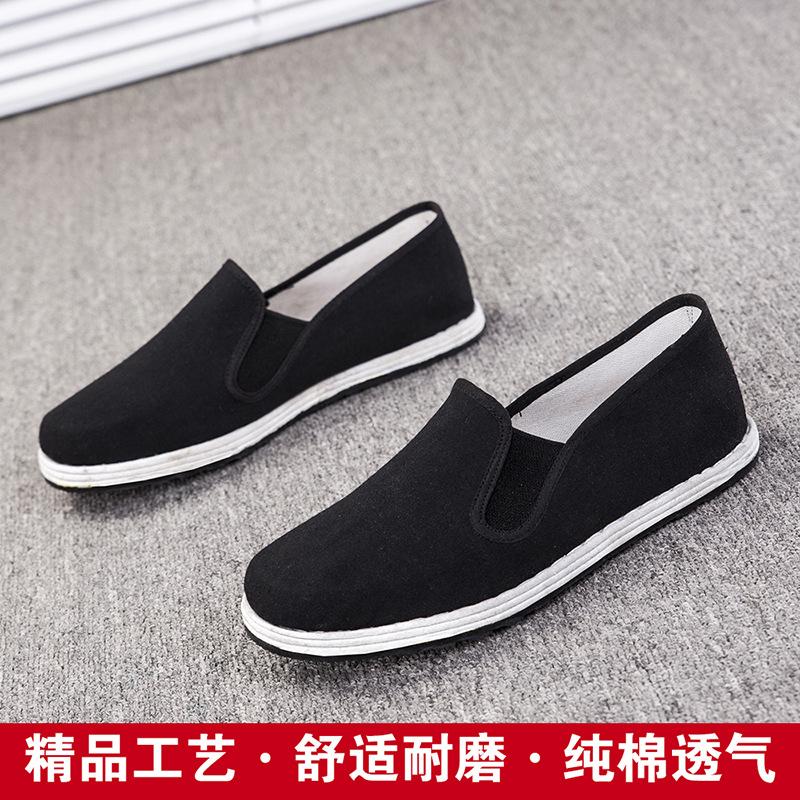 Black fixed old Beijing cloth shoes men's rubber sole casual soft sole non-slip old eight road one-pedal work shoes