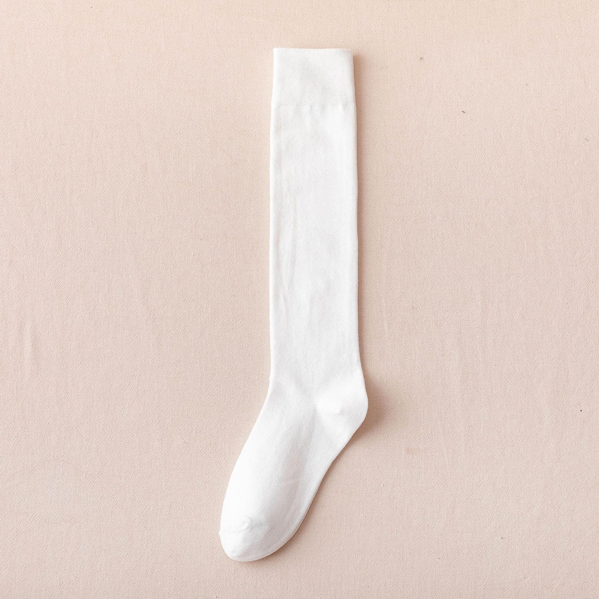 

Calf Socks Women S Jk Spring And Autumn Trendy Street Solid Color Japanese Cute Polyester Cotton Tall Tube And Knee Socks Thin Leg Long Tube One size fits all чистий білий колір
