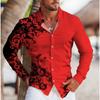 Men's Distressed Printed Long Sleeve Shirts Casual Cardigan New Button Holiday Fashion Shirts