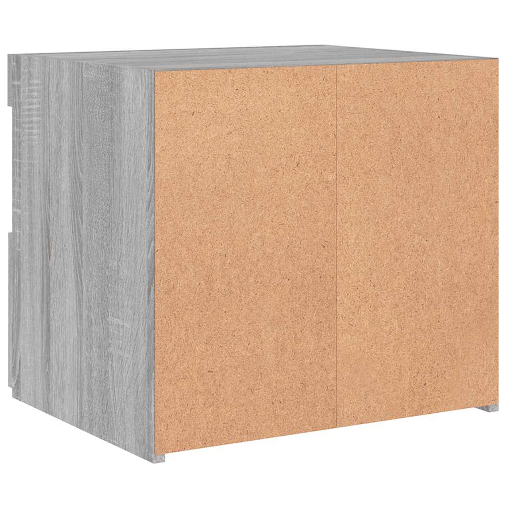 Nightstand with LED Lights Grey Sonoma 50x40x45 cm