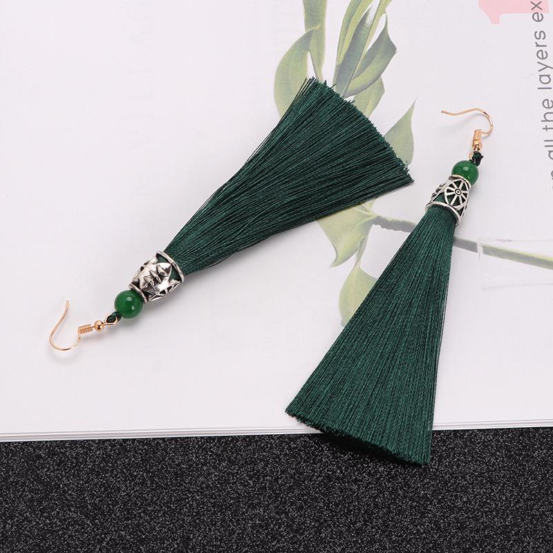 Antique Tassel Earrings Long Temperament Earrings Yunnan Vacation Travel Photography Retro Style Earrings Women