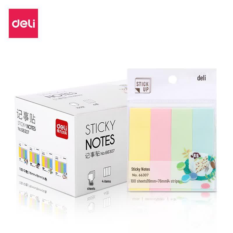 Deli 4-Color Strip Sticky Notes